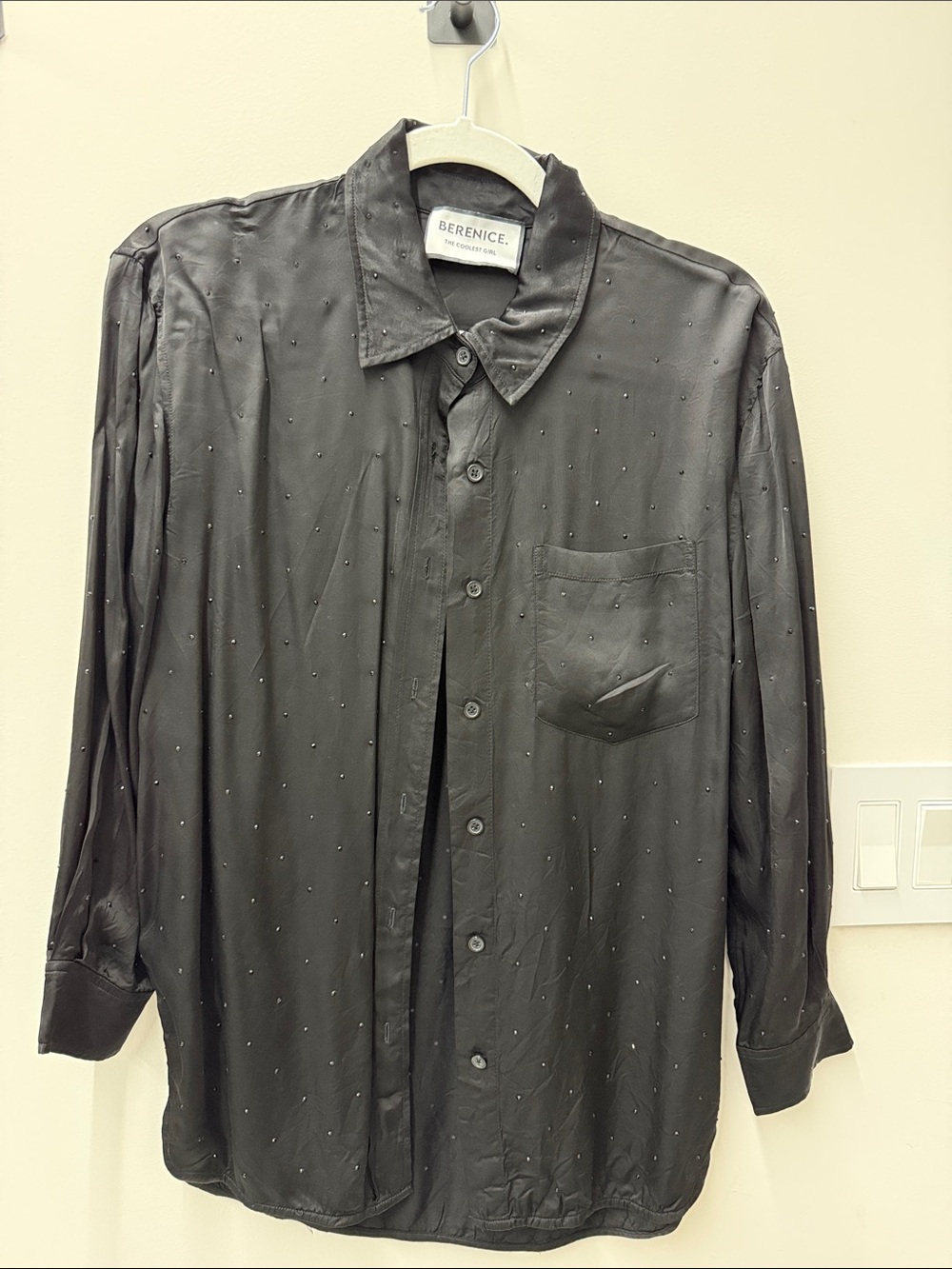 Berenice Black Women's Button-Down Shirt with Sequins